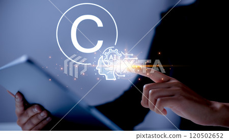 Legal concepts regarding copyright and patents on intellectual property arising from AI technology. 120502652