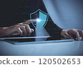 Cyber security and data protection concept, Data security system, Shield icon, Business privacy protect personal information. 120502653