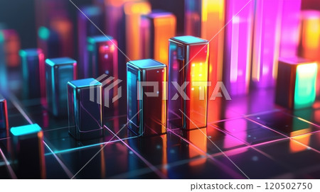 3D Bar Chart of Global E-commerce Revenue Growth 2015-2024 in Vibrant Colors 120502750