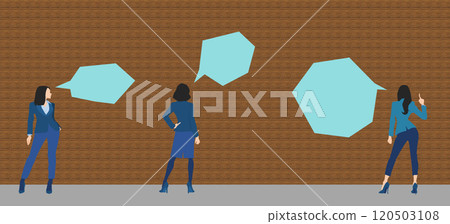 一名女商人試圖翻牆的插圖 一名女商人試圖翻牆的插圖 120503108