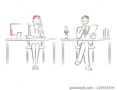 商人和女商人做案頭工作的插圖 120503379