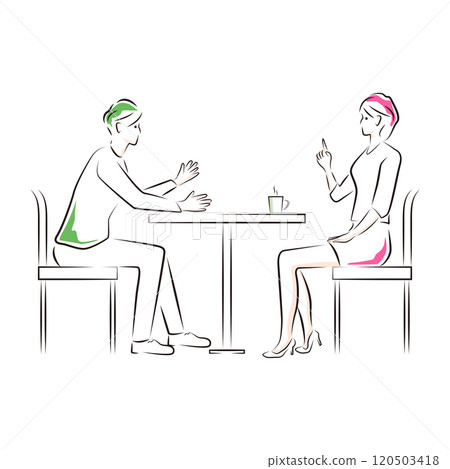 商人和女商人在辦公室的咖啡館角落開會 120503418