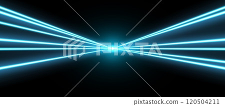 Laser rays or beams, glowing neon lines, bright futuristic background. 120504211