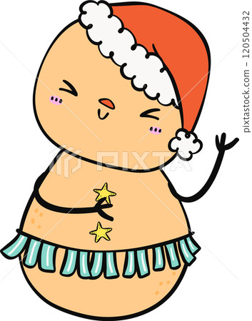 Cute Groovy Summer Christmas Sand man beach vibe cartoon doodle 120504432