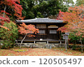 Autumn temple surrounded by autumn leaves 120505497
