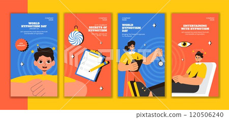 Social Media Stories Design for Hypnotism Day in Flat Hand-Drawn Style 120506240