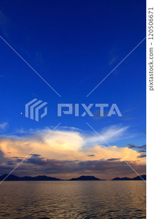 View of the Tobishima Kaido from Oshiba Island at dusk 120506671
