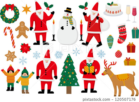 XMAS 聖誕插畫裝飾材料聖誕老人樹 120507176