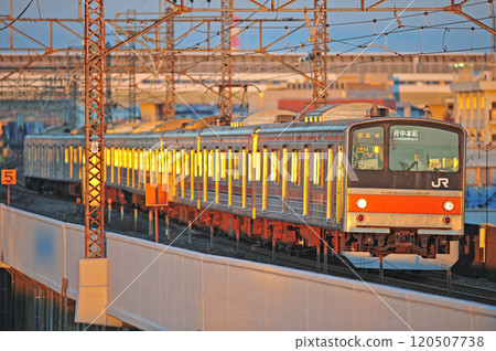 Musashino Line Nishi-Urawa - Kita-Asaka JR East 205 series M14 train (Makuhari) Musashino Line Nishi-Urawa - Kita-Asaka JR East 205 series M14 train (Makuhari) 120507738