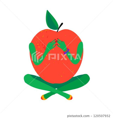 Apple in the form of a woman sitting in the Lotus position. 120507932