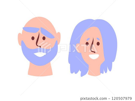 Portrait of an elderly man and an elderly woman in a flat style Portrait of an elderly man and an elderly woman in a flat style 120507979