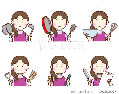 Young woman with kitchen gadgets Young woman with kitchen gadgets 120508097