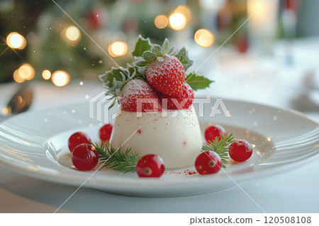 A gorgeous presentation of strawberries and white pudding 120508108