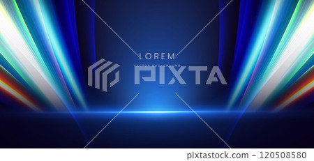 Abstract scene glowing curved ray lines curved on dark background. Abstract scene glowing curved ray lines curved on dark background. 120508580