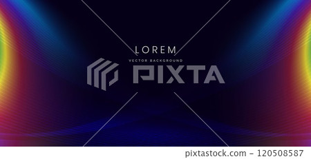 Abstract futuristic glowing neon blue color ray. Hi speed motion moving concept on dark blue background. Abstract futuristic glowing neon blue color ray. Hi speed motion moving concept on dark blue background. 120508587