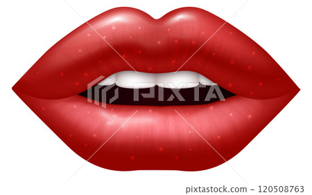 Red sexy lips. Female makeup with glossy lipstick Red sexy lips. Female makeup with glossy lipstick 120508763