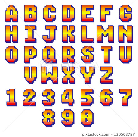 8 bit pixel font. Retro computer alphabet typography 120508787