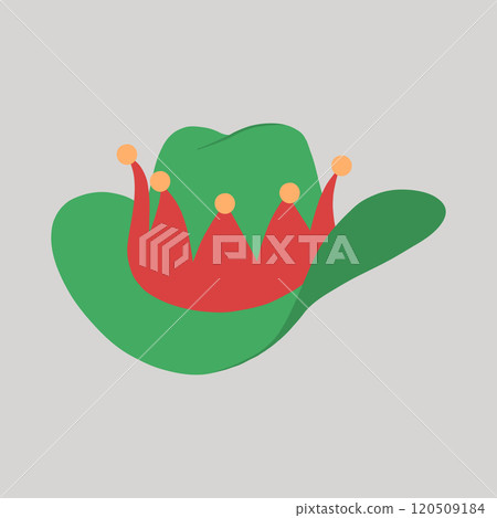 Green and red Christmas cowboy elf hat hand drawn flat design illustration 120509184