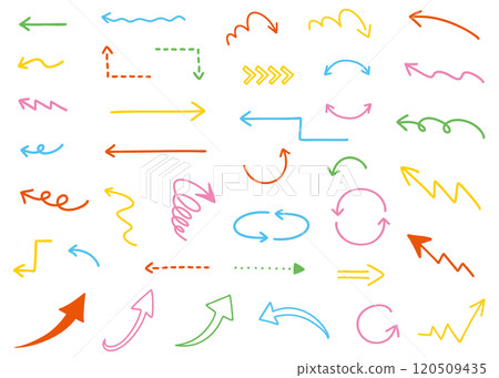 Hand drawn colorful arrow illustration set 120509435