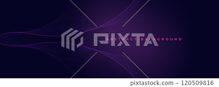 Dark violet wide vector abstract background with pink and purple wavy lines. Dark violet wide vector abstract background with pink and purple wavy lines. 120509816