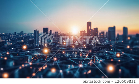 Neon futuristic cityscape 120509831