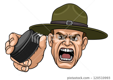 Drill Instructor Sergeant Ice Hockey Sports Mascot Drill Instructor Sergeant Ice Hockey Sports Mascot 120510993