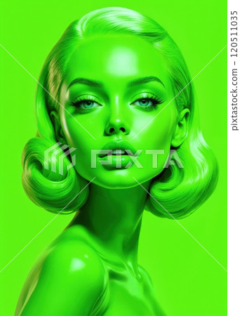 Retro girl with green hair. 120511035