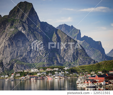 Fjord and mountains landscape. Lofoten islands Norway Fjord and mountains landscape. Lofoten islands Norway 120511501