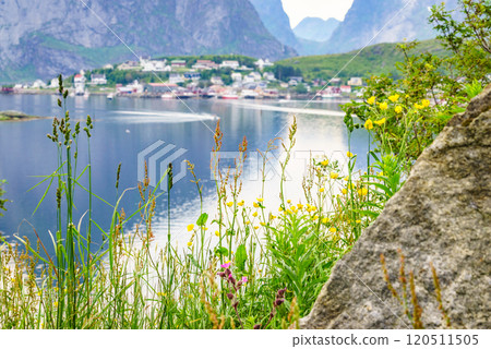 Norwegian fishing village, Reine Lofoten Norway Norwegian fishing village, Reine Lofoten Norway 120511505