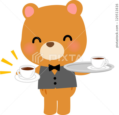 Bear waiter serving coffee 120511616