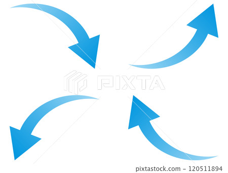 Blue gradient curved arrow illustration set Blue gradient curved arrow illustration set 120511894