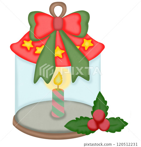 Cute cartoon lantern adorned with holly, a charming Christmas decoration. Cute cartoon lantern adorned with holly, a charming Christmas decoration. 120512231