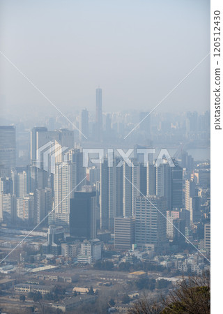 Smog pollution covering cityscape of Seoul capital of South Korea 120512430