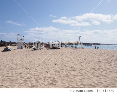 Sunbathing places at Atlantic Ocean at Sal island in Cape Verde 120512729