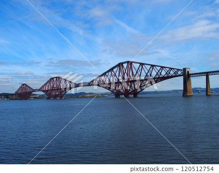 Forth bridge from Queensferry town in Scotland, United Kingdom 120512754