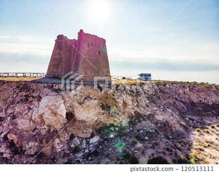 Camper at Mesa Roldan tower, Spain 120513111