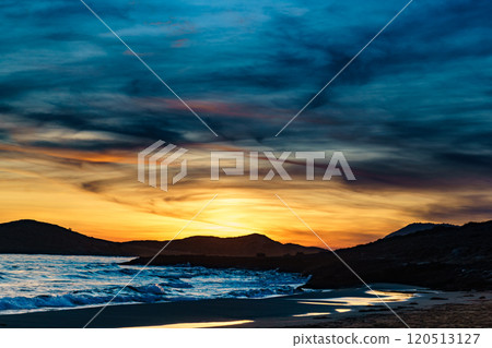 Sunset over sea, Calblanque beach, Spain Sunset over sea, Calblanque beach, Spain 120513127
