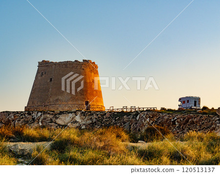 Camper at Mesa Roldan tower, Spain Camper at Mesa Roldan tower, Spain 120513137