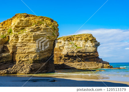 Ocean at low tide. Cathedrals Beach in Galicia Spain. 120513379