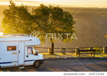 Camper in mountain, Portugal 120513382