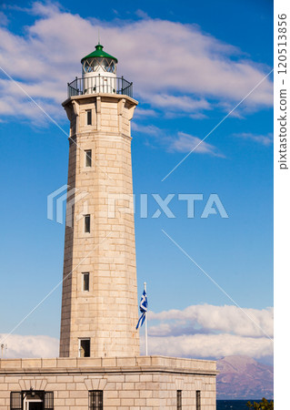 Lighthouse near Gythio against blue sky Lighthouse near Gythio against blue sky 120513856