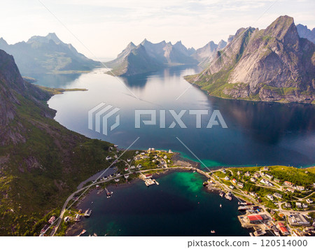Fjord and mountains landscape. Lofoten islands Norway Fjord and mountains landscape. Lofoten islands Norway 120514000