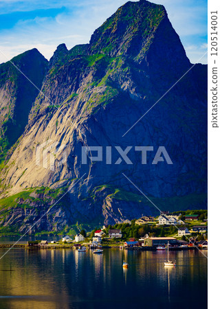 Fjord and mountains landscape. Lofoten islands Norway Fjord and mountains landscape. Lofoten islands Norway 120514001