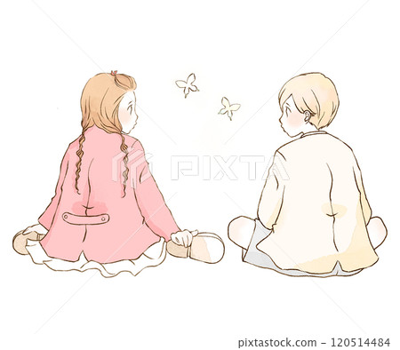 Butterfly and two children 120514484