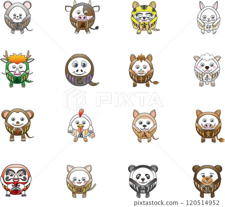 Zodiac and other animal darumas 120514952