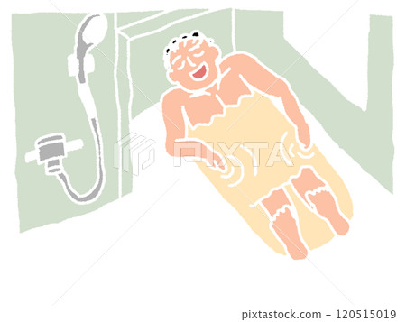 Illustration of a person relaxing in a bath in pencil drawing style 120515019