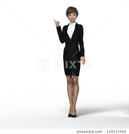 穿西裝燙髮的女人3DCG插畫素材 120515436