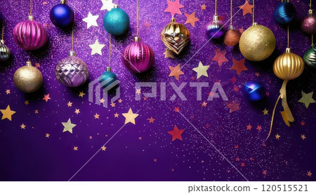 《AI Image》Purple background material decorated with glitter 120515521