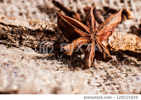 Anise on the vintage wooden on the table Anise on the vintage wooden on the table 120515839