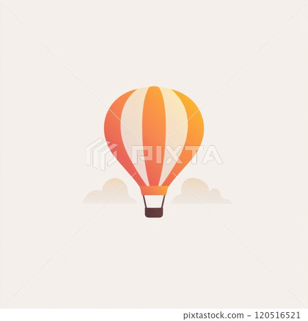 A stylish hot air balloon design floats gracefully above gentle clouds, evoking a sense of adventure and serenity in the sky. Generative AI 120516521